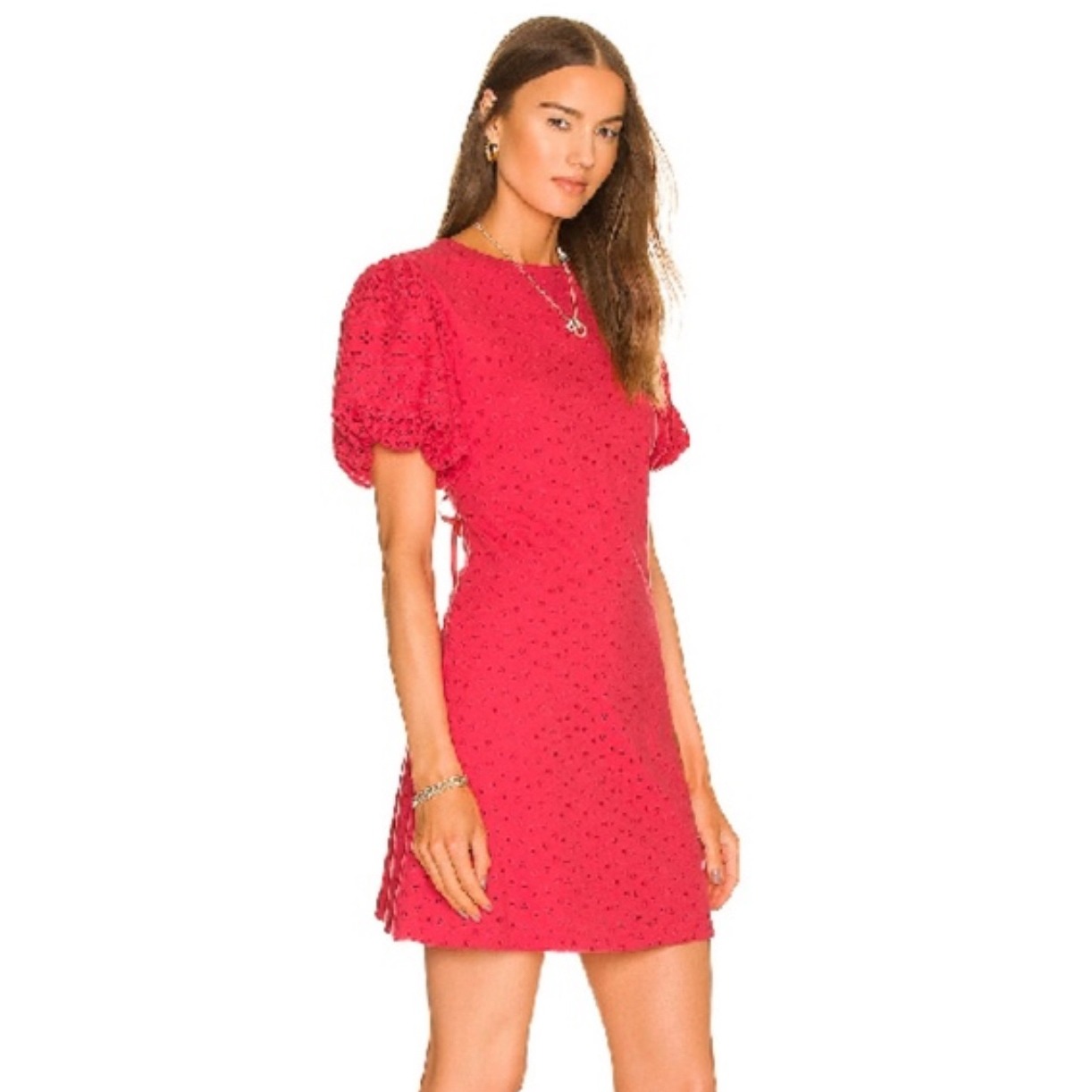 Free People Womens Eyelet Tie-Back Fit & Flare Dress Size S